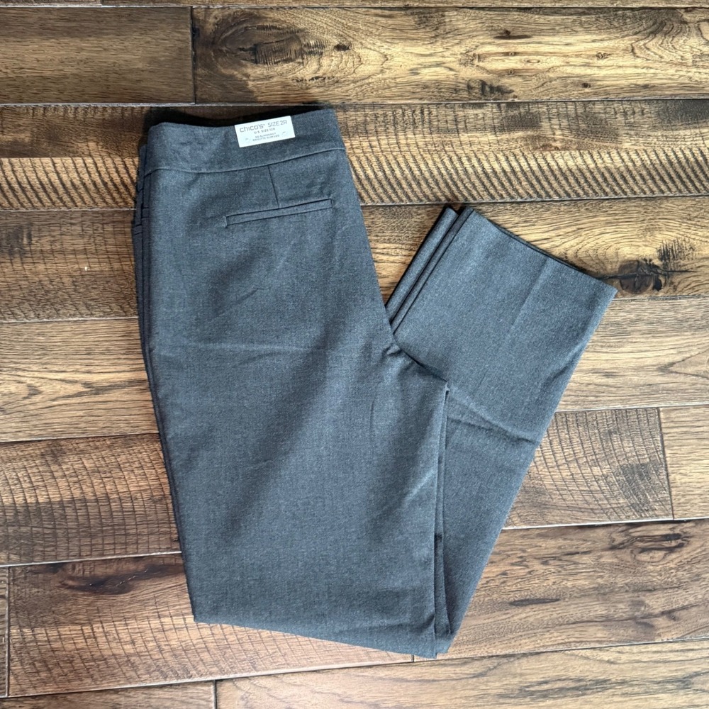 Chicos NWT Brigitte So Slimming Slim Leg Pants Grey 2R US 12R Pull On Stretch
